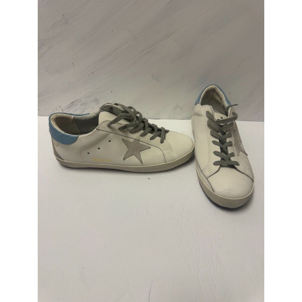 Golden Goose Superstar Sneakers Size 44 Mens 11 White Blue Star Distressed Shoes